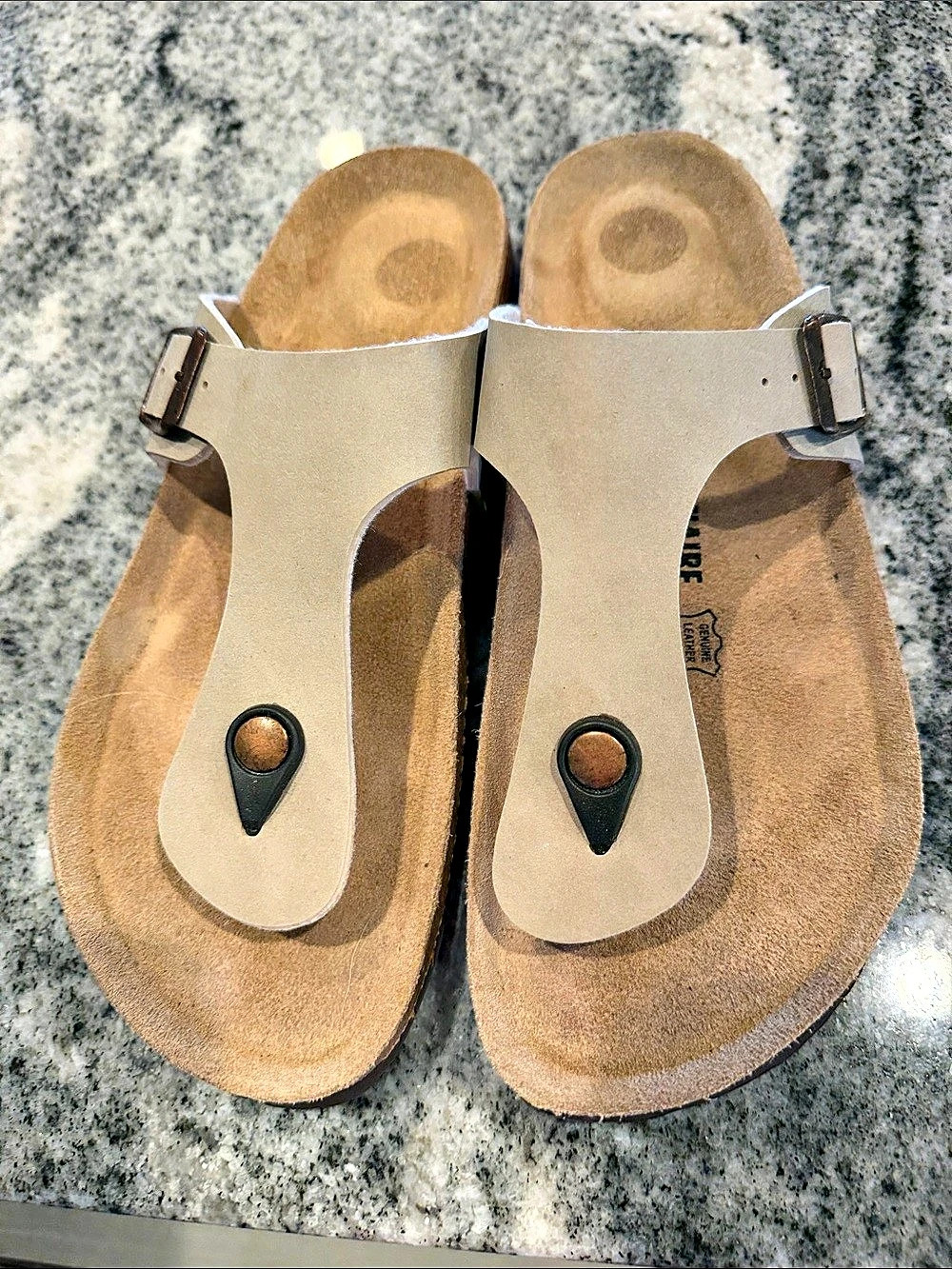 Birkenstock Two-Strap Sandals in Beige & Brown
